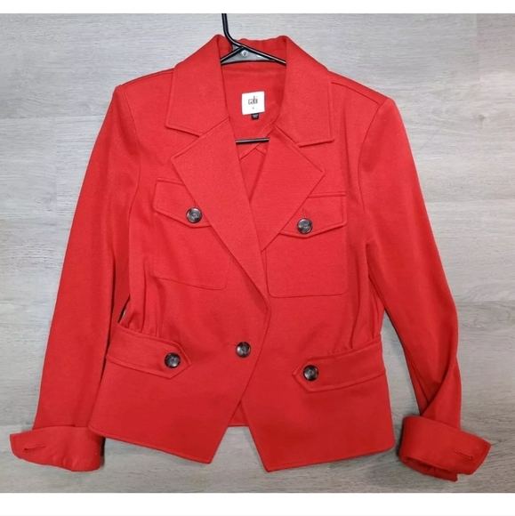 CABI Orange Short Pea Coat Fall Jacket Button Pockets Size 4 - Picture 1 of 6